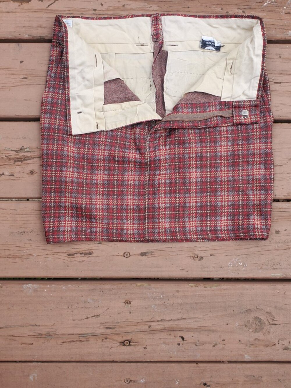 RE:Denim Plaid Upcycled Double Knit Skirt - Size 28 - Picture 3 of 13
